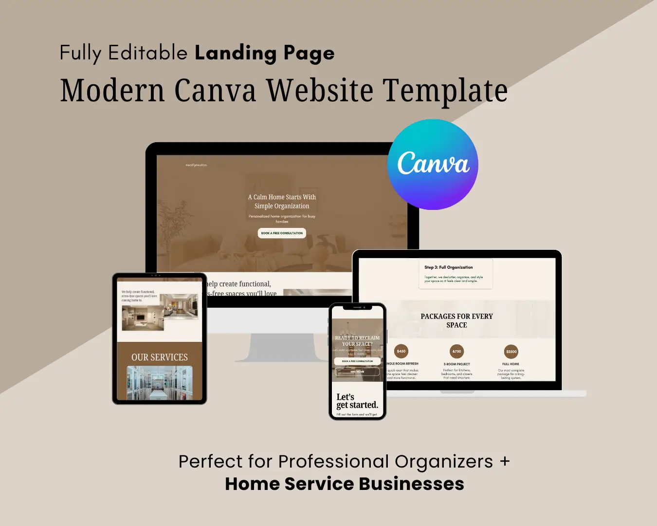 Fully editable Canva Website Landing Page template